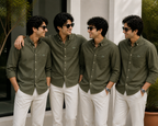 L Premium Classic Olive Green Full Sleeve Shirt
