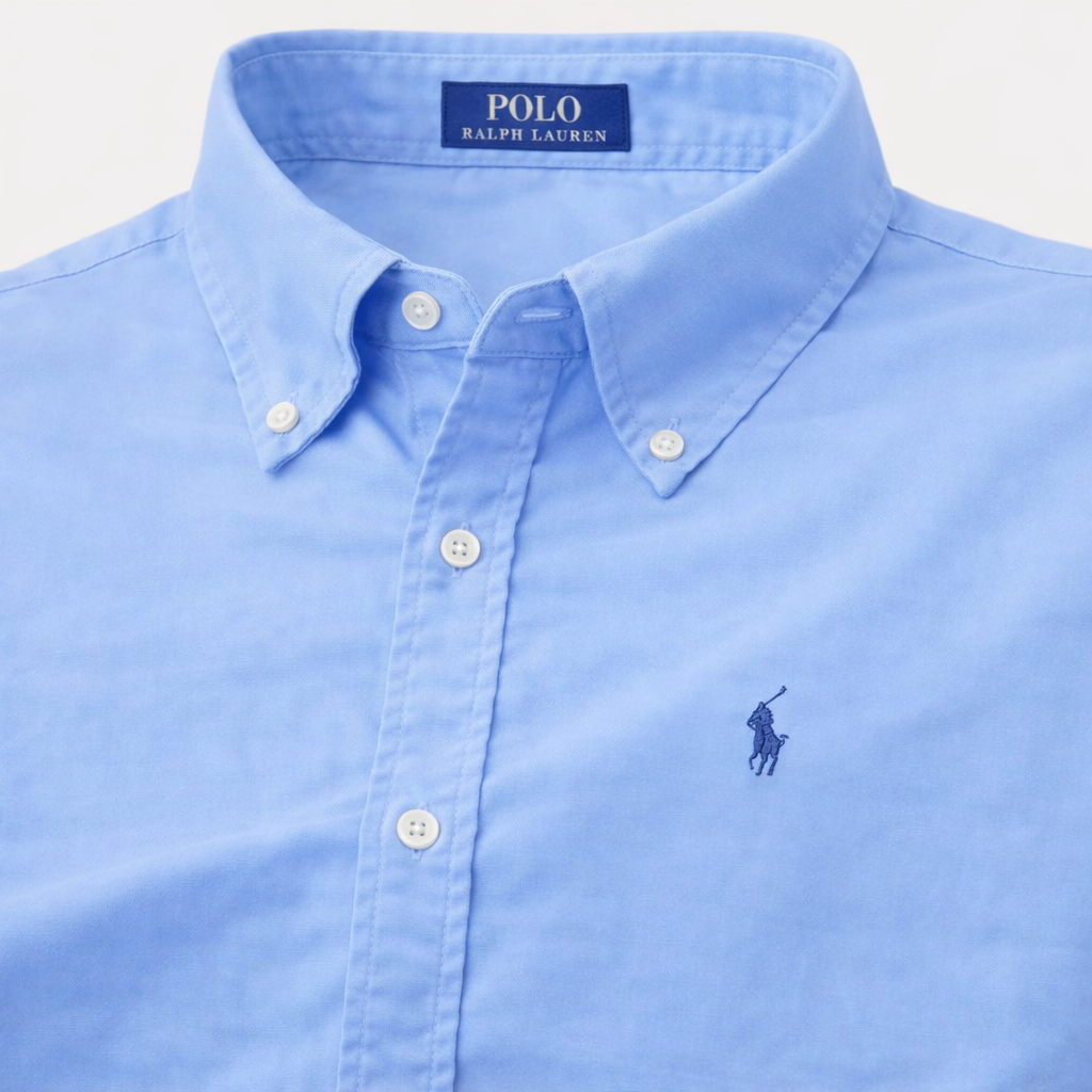 Sky Blue Oxford Shirt Navy Logo