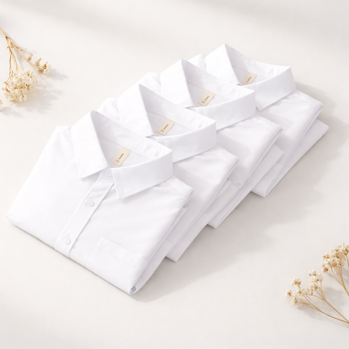Men's Premium Line White Cotton Linen Shirt (Pack Of 4)
