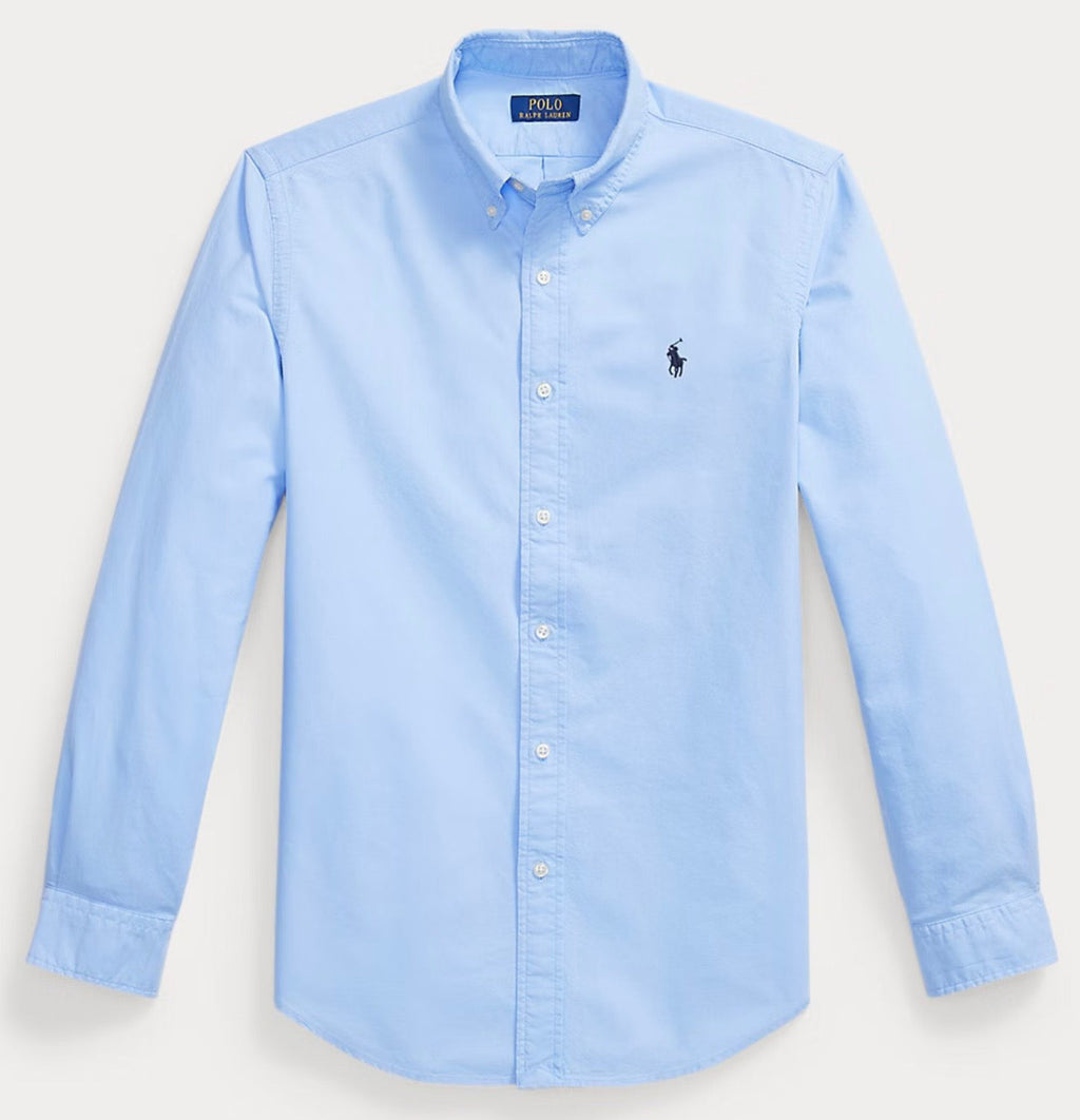 Sky Blue Oxford Shirt Navy Logo